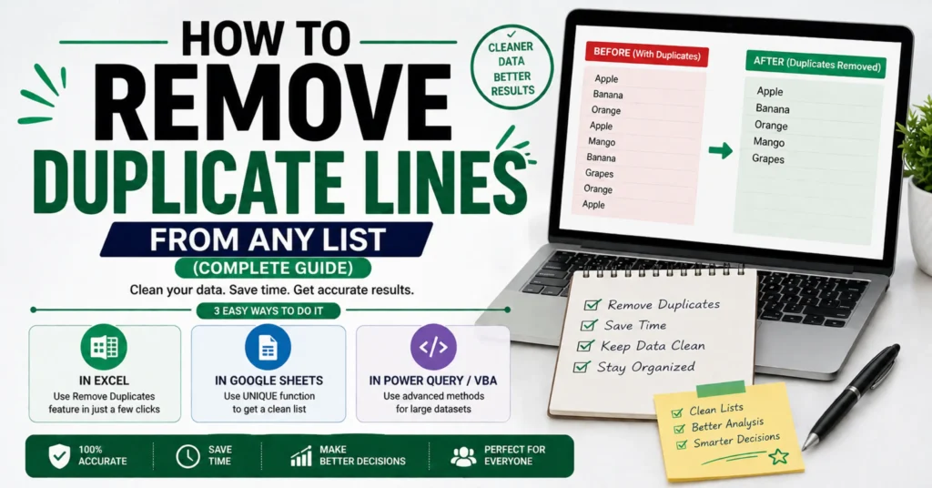 how to remove duplicate lines from any list