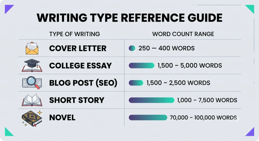 standard word count guidelines by document type
