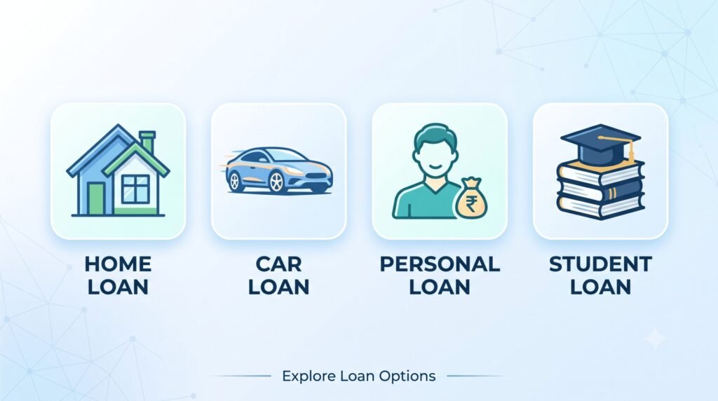 types of loans home personal car education