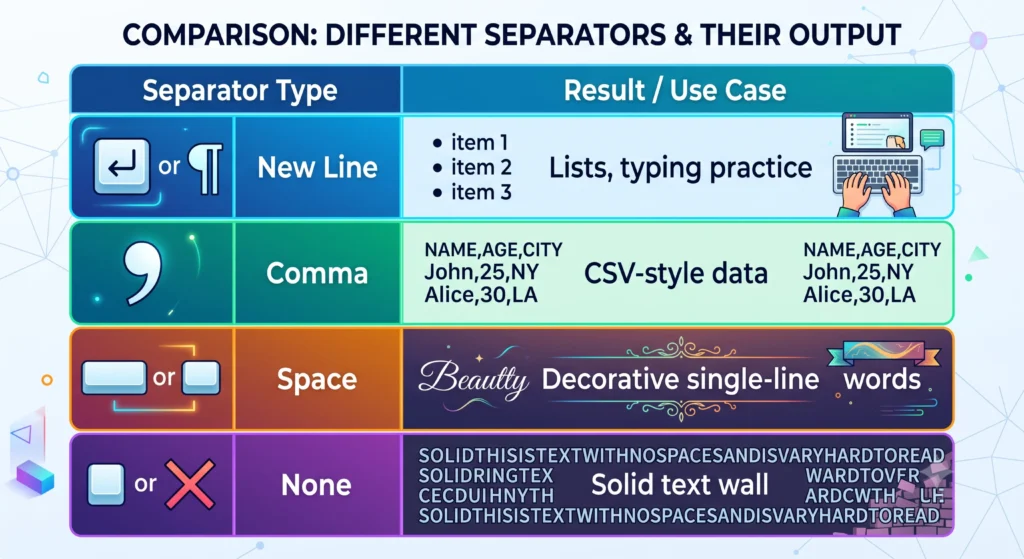 text repeater separator selection guide