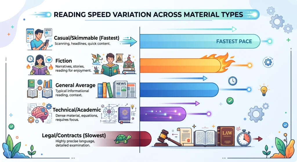 reading speed comparison by content type