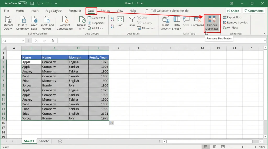 Excel remove duplicates feature screenshot