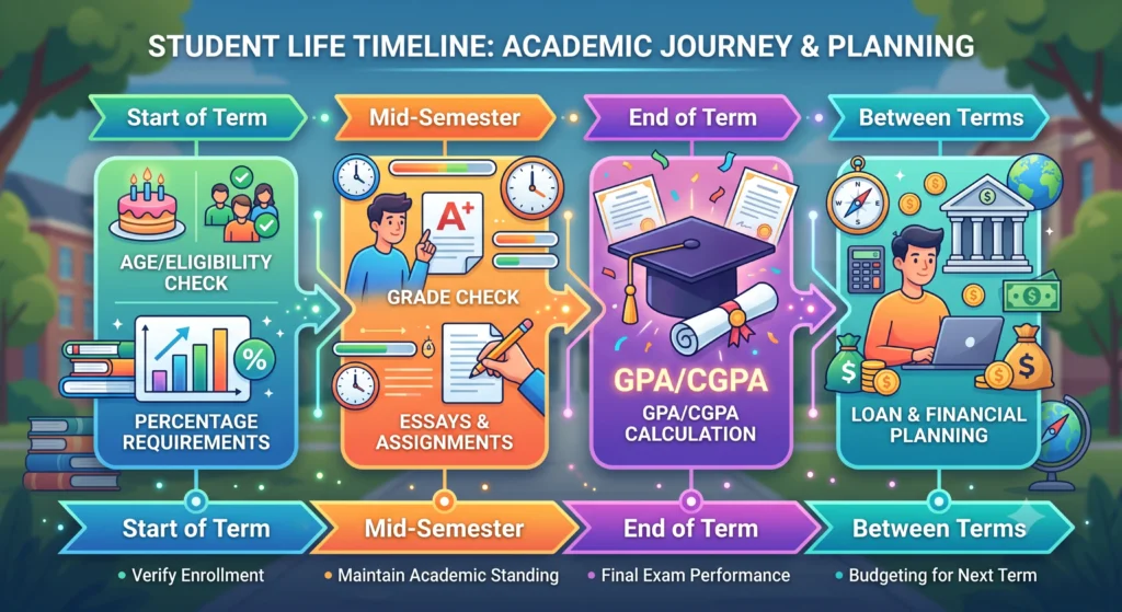 student calculator tools semester timeline