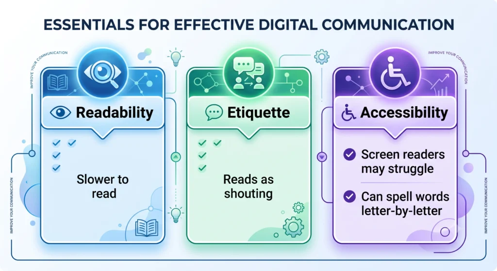 why all caps hurts readability etiquette accessibility
