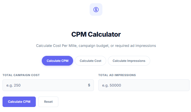 InnovaiTools free CPM calculator online