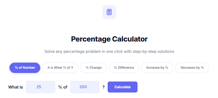 InnovaiTools free percentage calculator online
