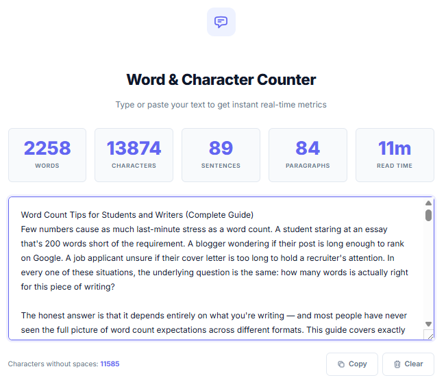 InnovaiTools free word and character counter online