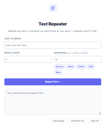 InnovaiTools free text repeater tool