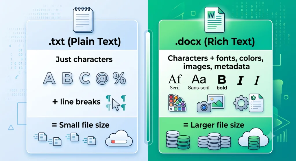 plain text vs rich text file comparison