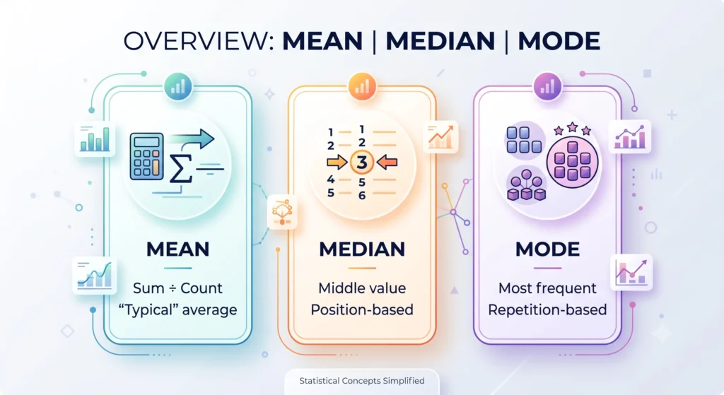 mean median mode overview comparison