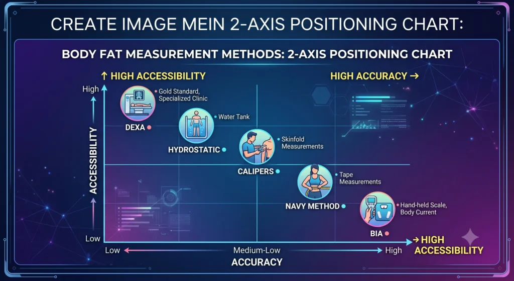 body fat measurement accuracy vs accessibility chart