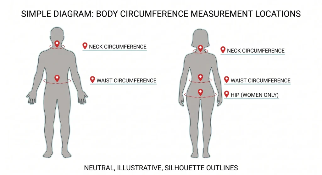 Navy Method body fat measurement points
