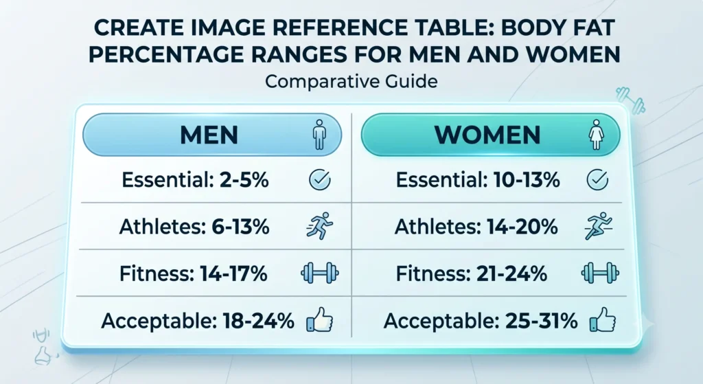 healthy body fat percentage ranges men women